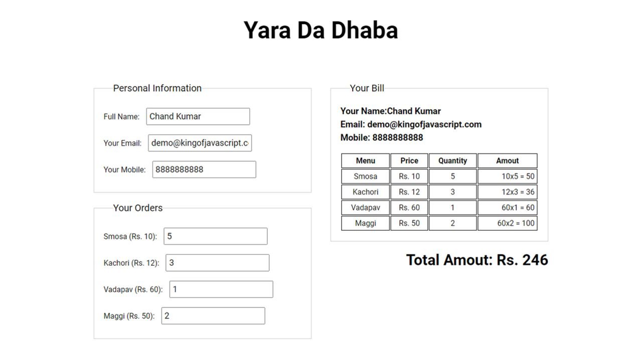 JavaScript Bill Calculator App King of JavaScript